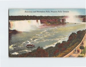 Postcard American and Horseshoe Falls Niagara Falls Canada