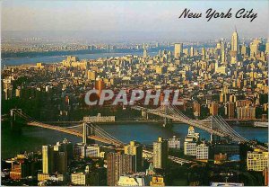 Postcard Modern New york city brooklyn and manhattan bridge the spannign the ...