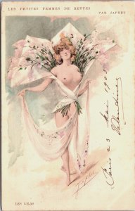 Alexandre Jean Louis Jazet Art Nouveau Lady Les Lilas Postcard C080