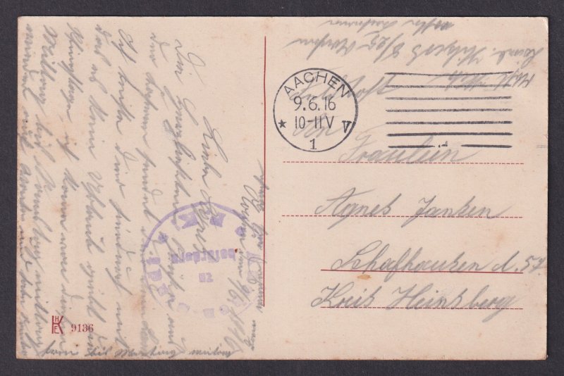 Aachen Germany City Panorama Total View Rooftops 1916 WWI Feldpost Postcard