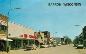 Postcard 1960s Wisconsin Barron 1960s autos Street Scene Brown 22-12870