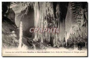 Lacave caves Old Postcard Between Souillac and Rocamadour room of & # 39eleph...