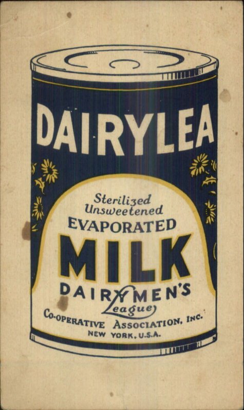 DAIRYLEA Evaporated Mil Illustrated Can New York City Co Postcard c1910