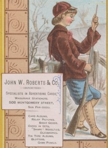 John W Roberts Advertising Card Specialists San Francisco Trade Card Boy Gun