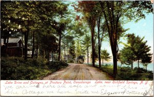 Postcard NY Richfield Springs Lake Drive Cottages Proctors Point Canadaraga Lake