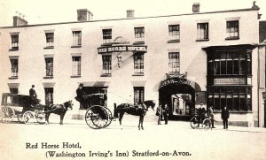 1910 RED HORSE HOTEL STRATFORD-ON-AVON WASHINGTON IRVING'S INN POSTCARD P1015