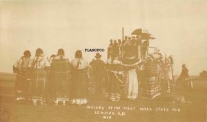 LEMMON, SOUTH DAKOTA INDIANS AT THE FIRST INTERSTATE FAIR RPPC REAL PHOTO P.C.