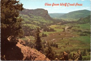 Postcard CO Wolf Creek Pass - toward the west showing Highway 160