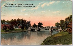 Indianapolis Indiana IN, 1914 Fall Creek & Capitol Ave. Bridge, Vintage Postcard
