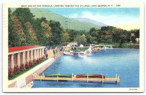 1936 Pergola Of West Looking Toward Village Lake George New York Posted Postcard