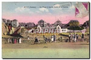 Old Postcard Ault Somme Beach at low tide and Casino