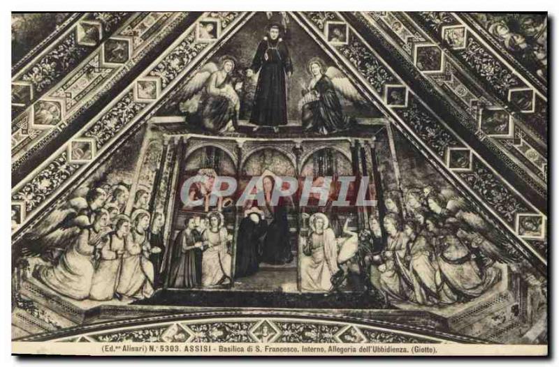 Old Postcard Assisi Basilica di S. Francesco dell Inferno Allegorias Ubbidien...