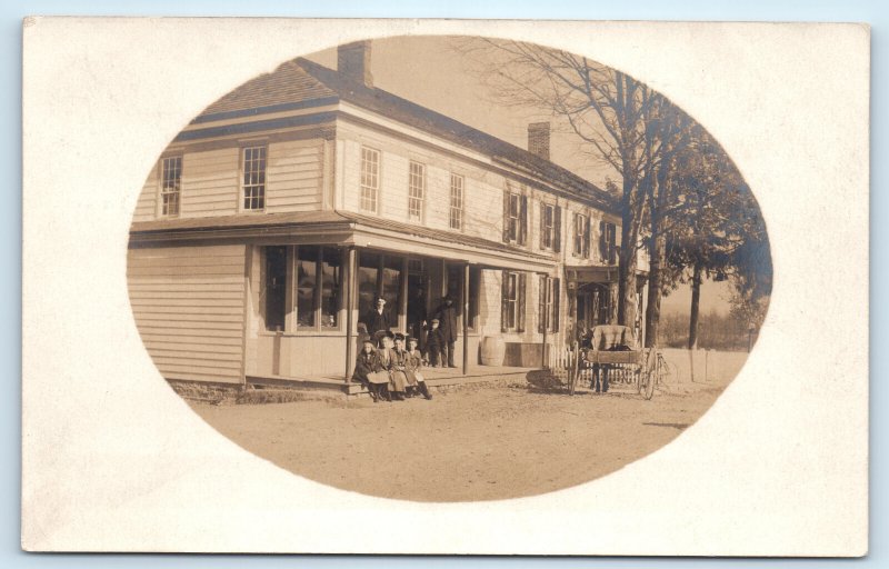 RPPC General Store Pickle Barrel Donkey Wagon Real Photo Postcard