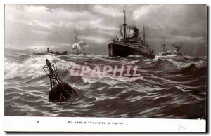 Old Postcard Boat Stranded in the & # 39heure d ela tide liner