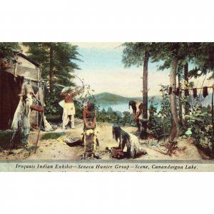 Linen Postcard - Iroquois Indian Exhibit - Albany,New York