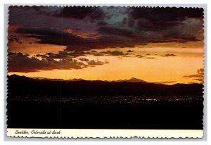 Boulder Colorado At Dusk Postcard Continental Aerial View Card 
