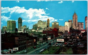 Skyline of Detroit Michigan MI From West Fort Street Buildings Postcard