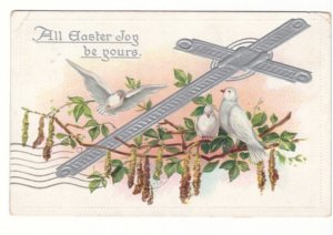 An Easter Joy Be Yours, Birds And A Cross, Vintage 1909 Tuck's Postcard