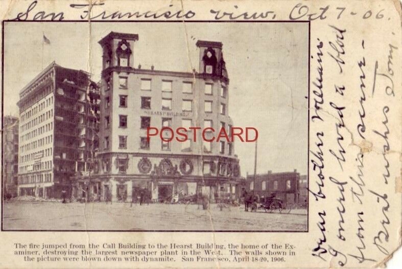 pre-1907 THE HEARST BUILDING AFTER SAN FRANCISCO FIRE APRIL 18-20, 1906