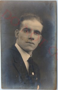 c1910s Sunderland, England Man Portrait RPPC British Hancock Real Photo PC A139