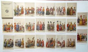 COSTUMES of OTTOMAN EMPIRE lot of 22 VINTAGE POSTCARDS w/ FOLDER TURKEY