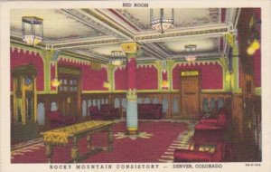 Colorado Denver Interior Red Room Rocky Mountain Consistory 1955 Curteich