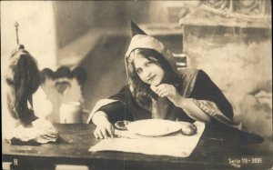 German Beer Child Young Girl Unusual Real Photo Vintage Postcard