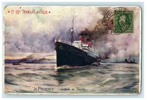 1910 CG Transatlantique La Provence Sortant Du Havre Postcard 