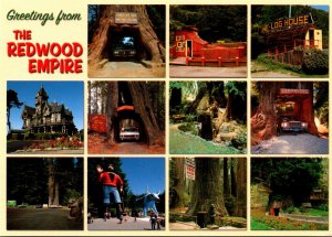 California Greetings From The Redwood Empire Showing Multiple Attractions