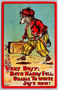 DS1/ Patriotic Postcard Billy Possum President Taft Comic Lounsbury Signed 93