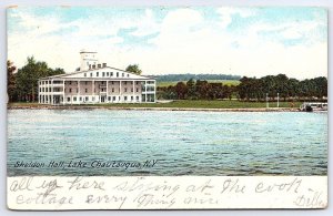 1907 Sheldon Hall & Grounds View Lake Chautauqua New York NY Posted Postcard