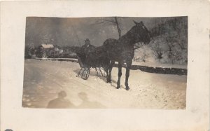 G80/ Interesting RPPC Postcard c1910 Winter Sleigh Horse Drawn Snow27