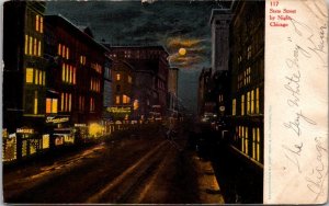 Illinois Chicago State Street By Night 1908