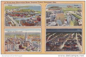 Ohio Cleveland Views From Observation Room Terminal Tower 1942