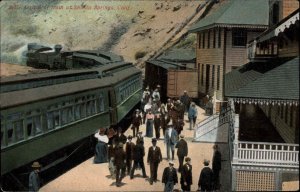 SHASTA SPRINGS CA Arrival of Train c1910 Postcard