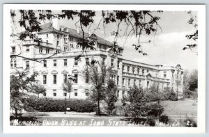 1951 RPPC AMES IOWA MEMORIAL UNION BUILDING STATE COLLEGE REAL PHOTO POSTCARD