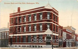 German Bank & City Hall Sheboygan, Wis, USA 1909 Missing Stamp 