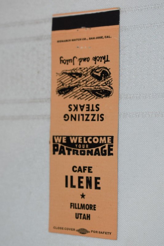 Cafe Ilene Fillmore Utah Sizzling Steaks 20 Strike Matchbook Cover