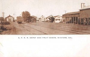 Winters California Train Station and Fruit Sheds Vintage Postcard AA41524