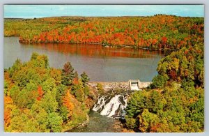 High Falls, Baptiste Lake, Bancroft Ontario, Fall Colours, Aerial View Postcard