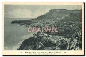 Old Postcard Monte Carlo View from Menton Road