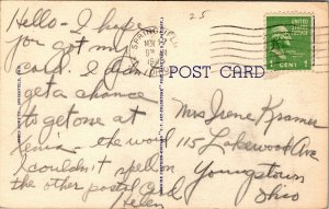 U. S. Post Office Springfield Ohio Linen Posted 1940s Postcard 