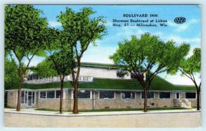 MILWAUKEE, Wisconsin WI ~ Roadside GAULKE'S BOULEVARD INN c1940s Linen Postcard