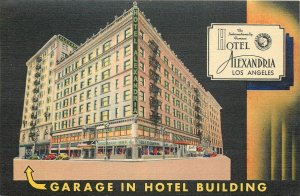 Los Angeles California 1940s Hotel Alexandria night occupation Postcard 24-7893