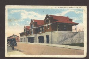 FORT WAYNE INDIANA WABASH RAILROAD DEPOT TRAIN STATION VINTAGE POSTCARD