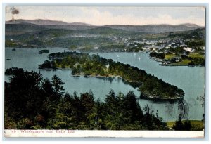 1922 Aerial View Windermere and Belle Isle England Antique Posted Postcard