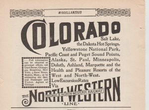 1895 Print Ad Chicago and North-Western Railway~North-Western Line to Colorado