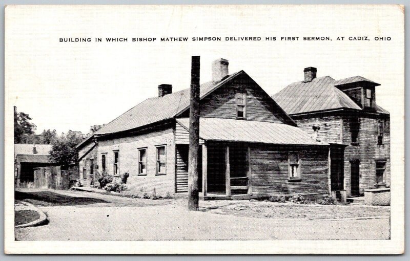 Cadiz Ohio 1948 Postcard Bisho Mathew Simpson Sermon Building