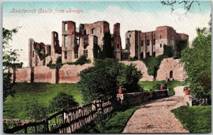 Kenilworth Castle From Bridge England Ruins Grounds and Walls Postcard