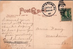 Postcard Reading Railroad Station Pottstown PA 1907